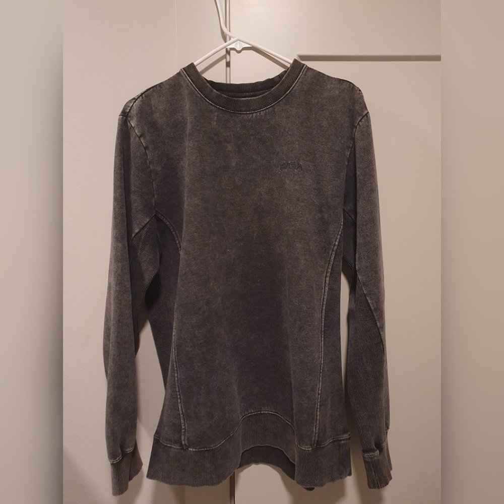 RVCA Sweatshirt Acid Wash Grey/Black - Men's Size M